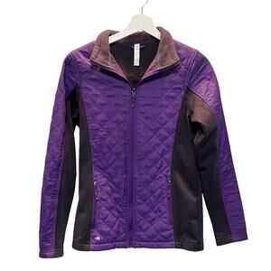 Ideology Jacket Womens XS Purple Black Colorblocked Quilted Full Zip Fleece